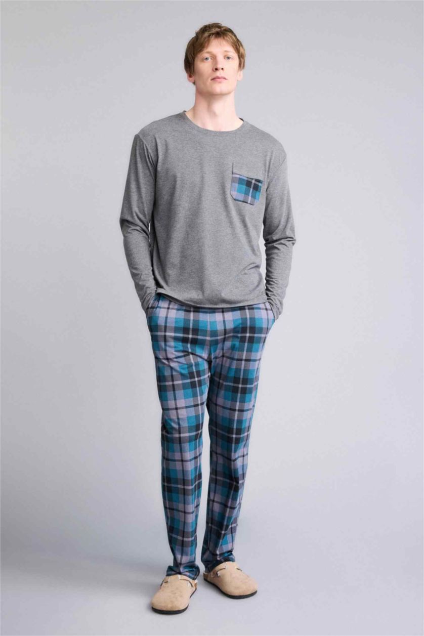 رجال كحلي سيت قصة عادية ردن طويل - قطعتين