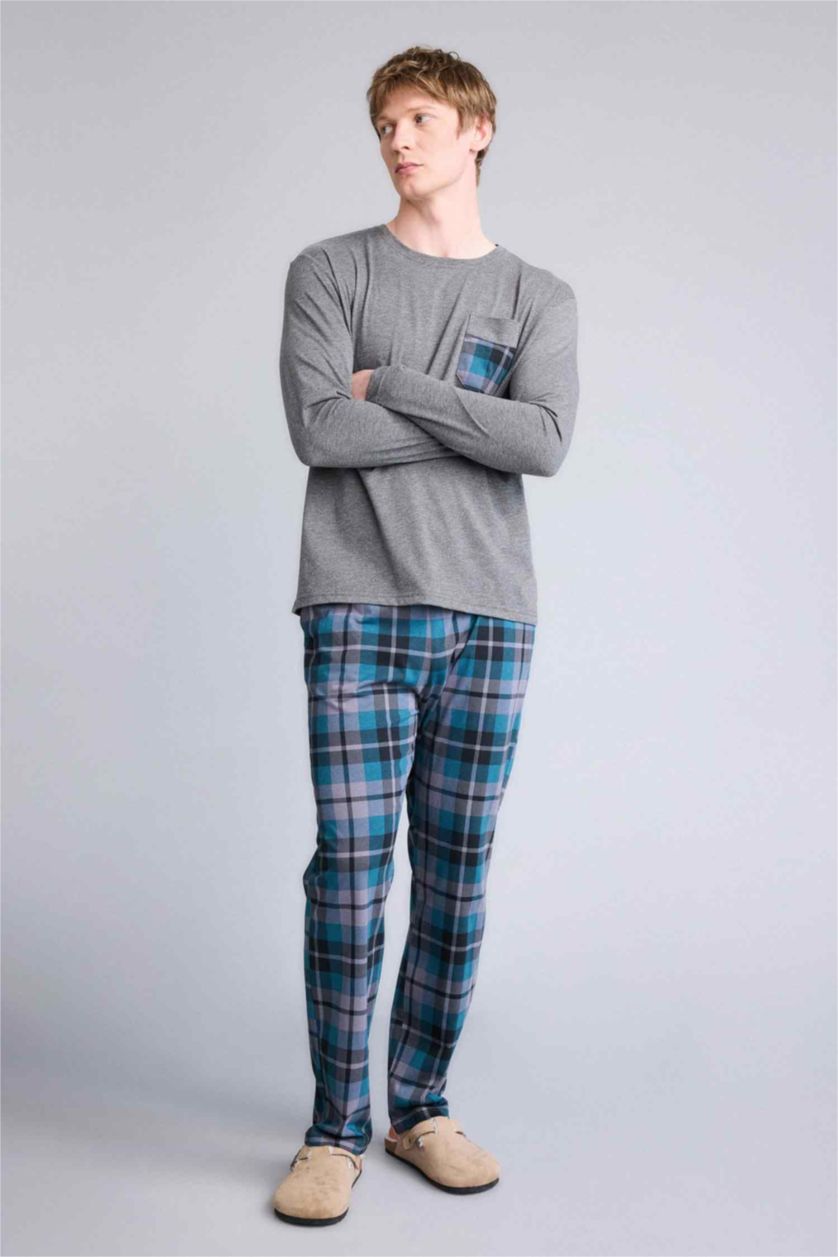 رجال كحلي سيت قصة عادية ردن طويل - قطعتين