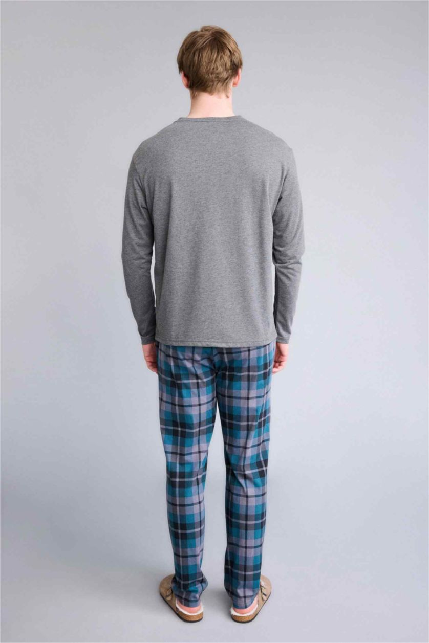 رجال كحلي سيت قصة عادية ردن طويل - قطعتين