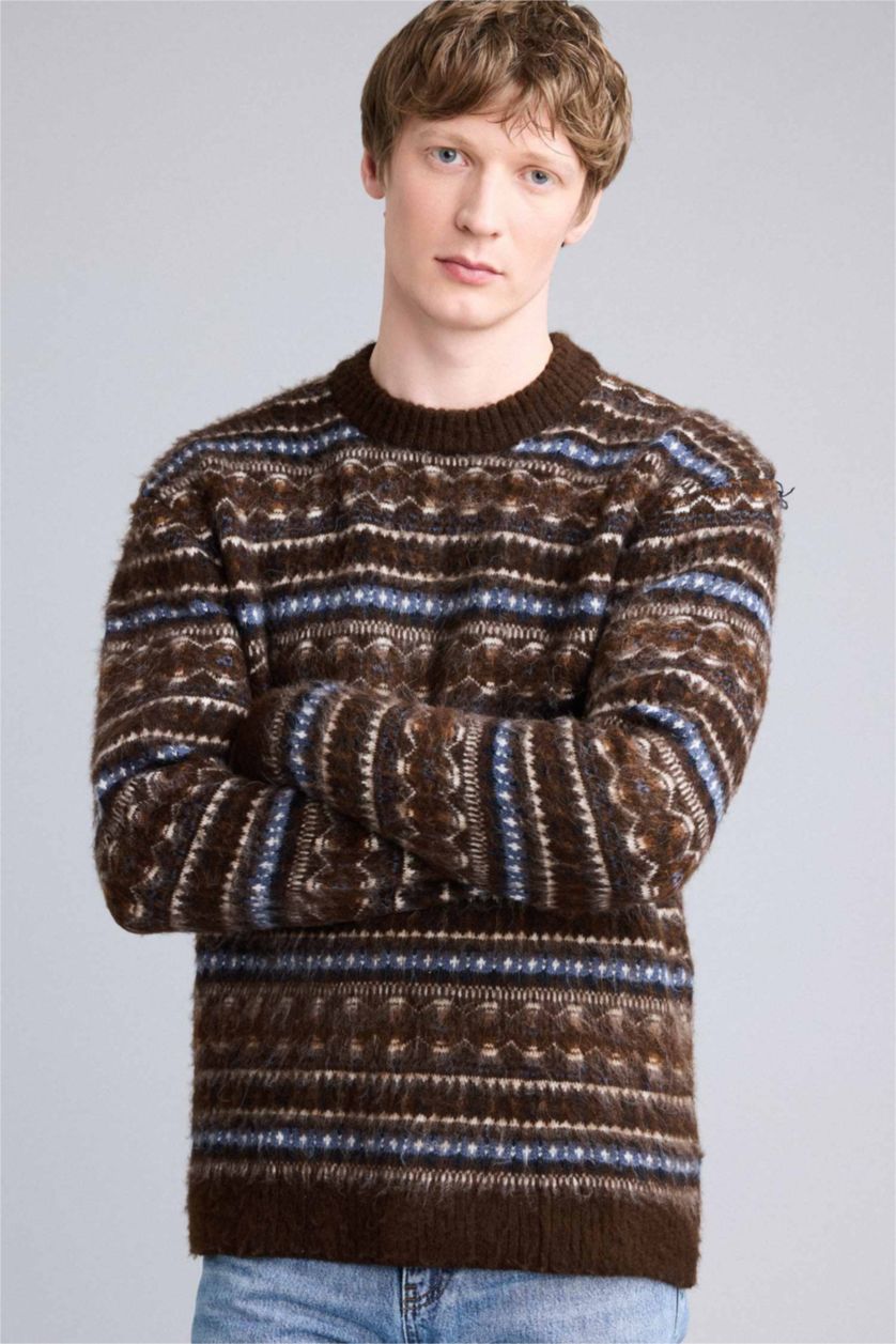 HOMME Marron Foncé Pull en maille Coupe régulière