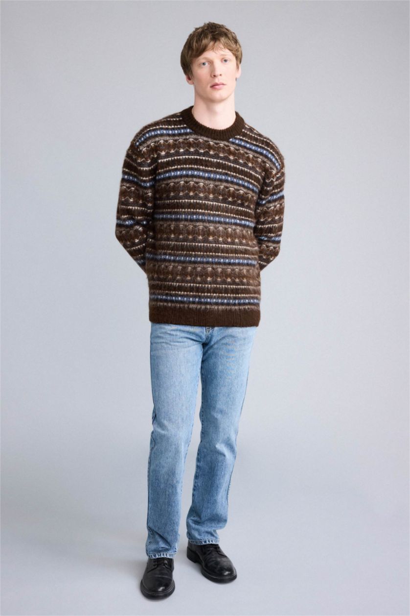 HOMME Marron Foncé Pull en maille Coupe régulière