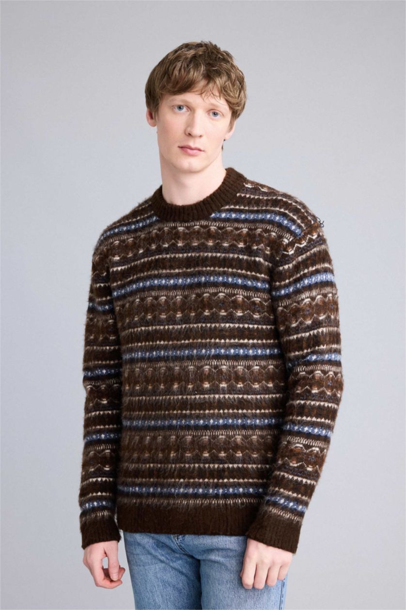 HOMME Marron Foncé Pull en maille Coupe régulière