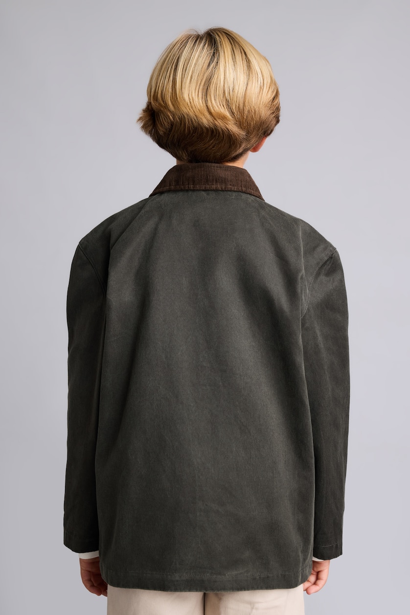 Young Boys - Teen Boys Dark Khaki Boy Polo Collar Cotton Lined Puffer Jacket