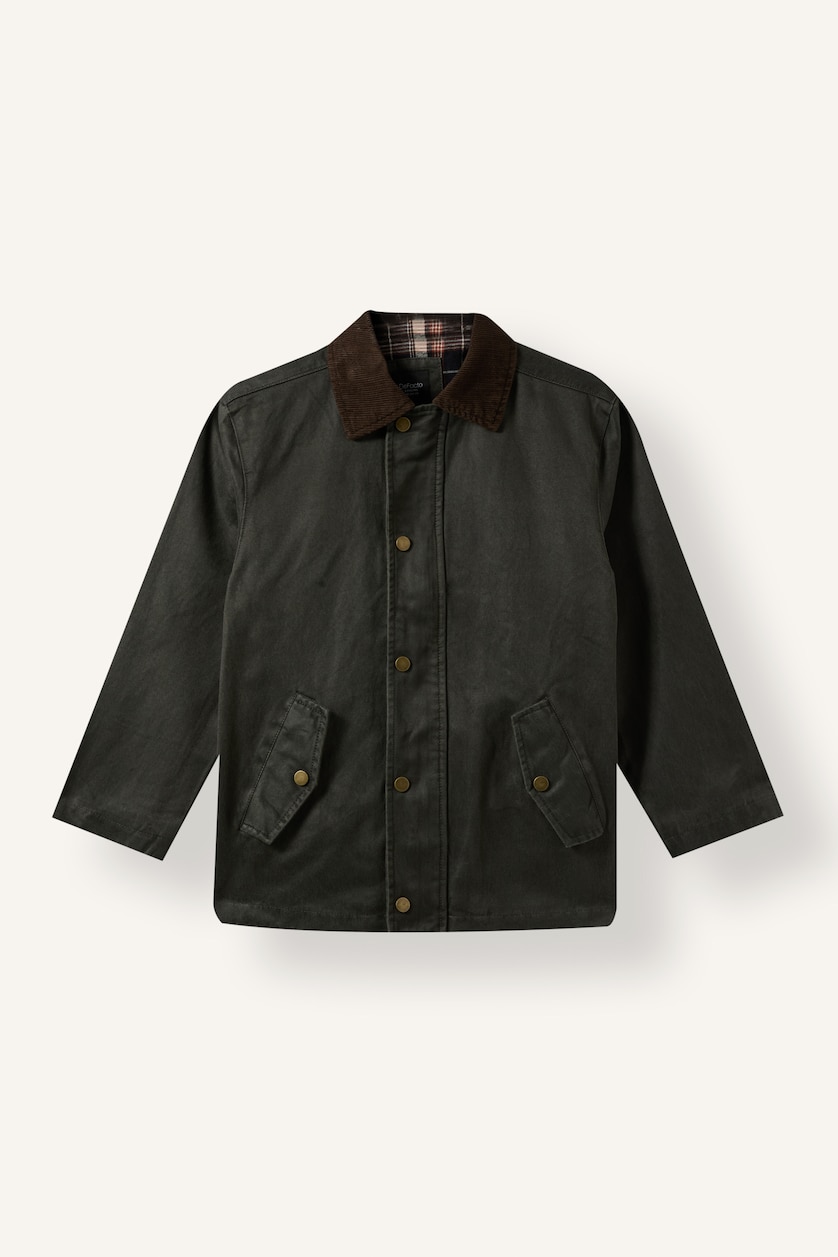 Boys & Teens Dark Khaki جاكيت ولادي قطن بياخة بولو مبطن بالقطن
