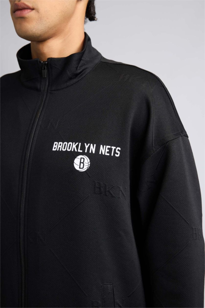 MAN Black Oversize Fit Brooklyn Nets Licensed Cardigan