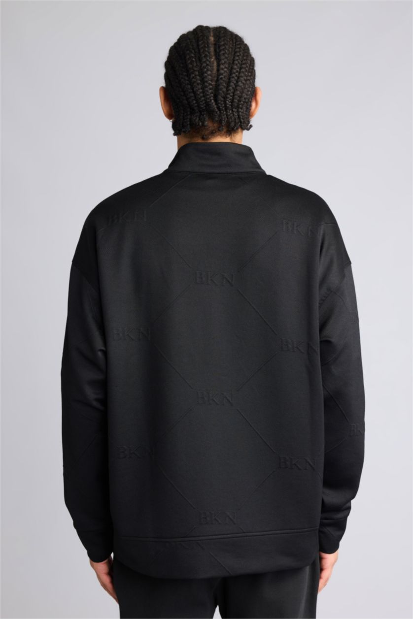 MAN Black Oversize Fit Brooklyn Nets Licensed Cardigan