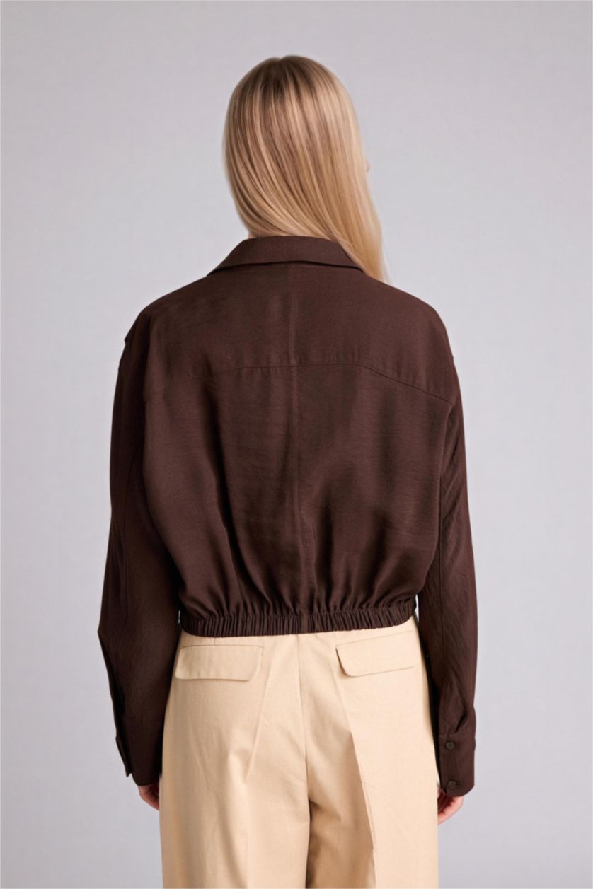 FEMME Marron Chemise modal manches longues à col chemise