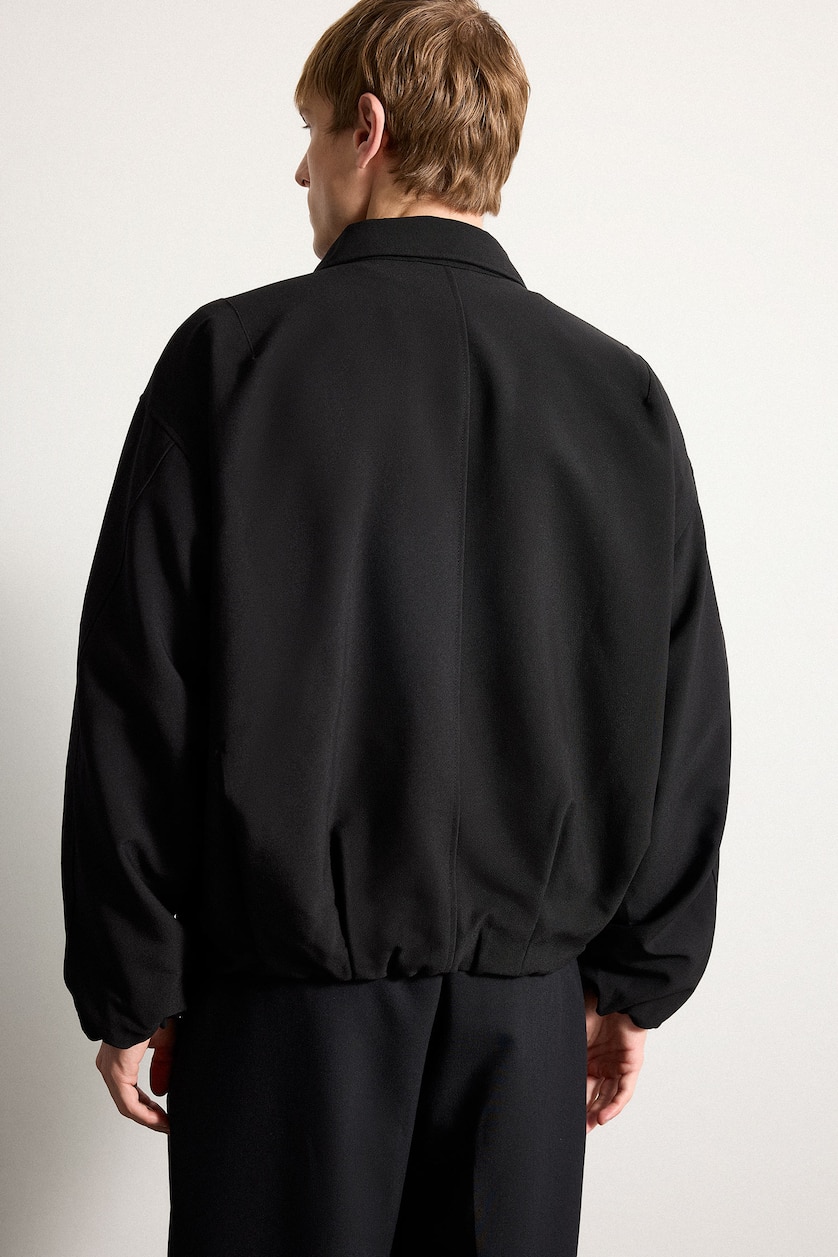 Erkek Siyah Oversize Polo Yaka Ceket