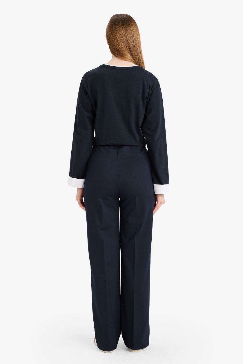 Kadın Koyu İndigo Straight Fit Pantolon