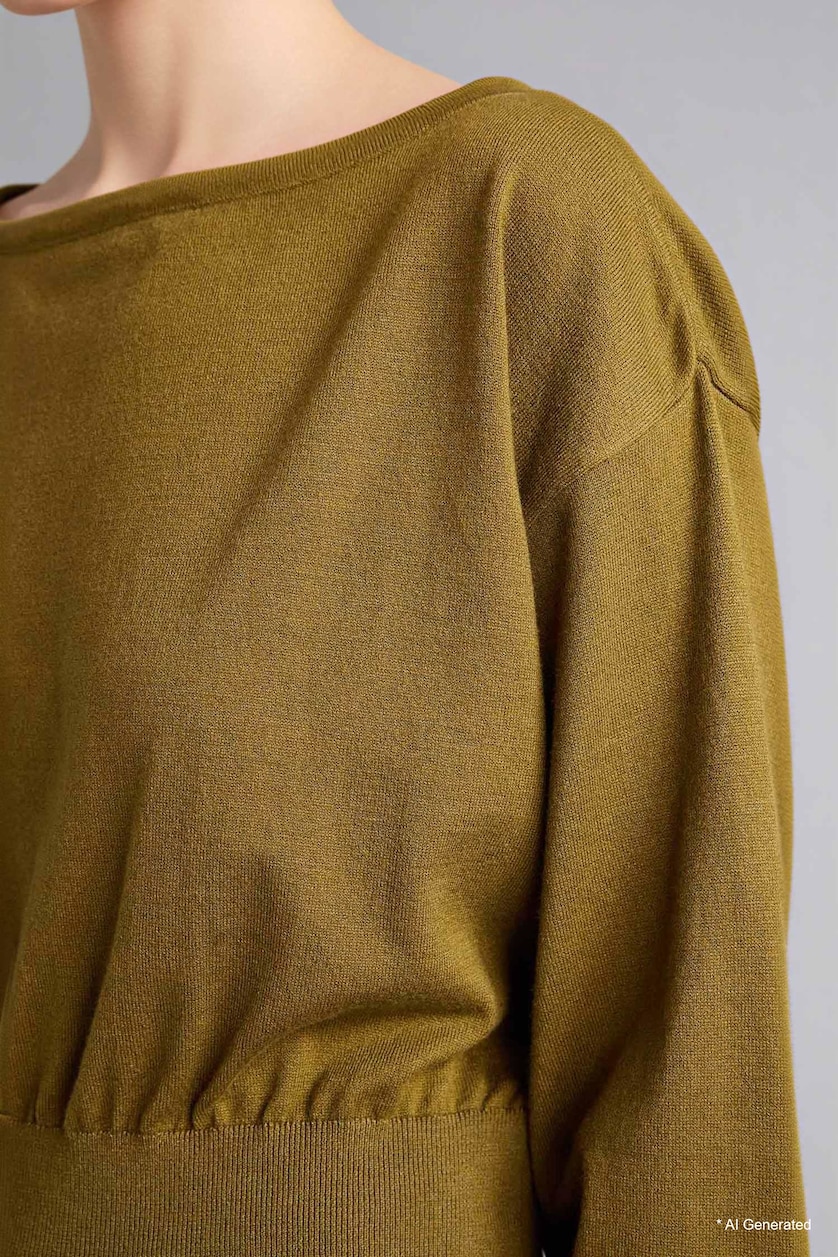 Women Green Regular Fit Strapless Knitwear Pullover