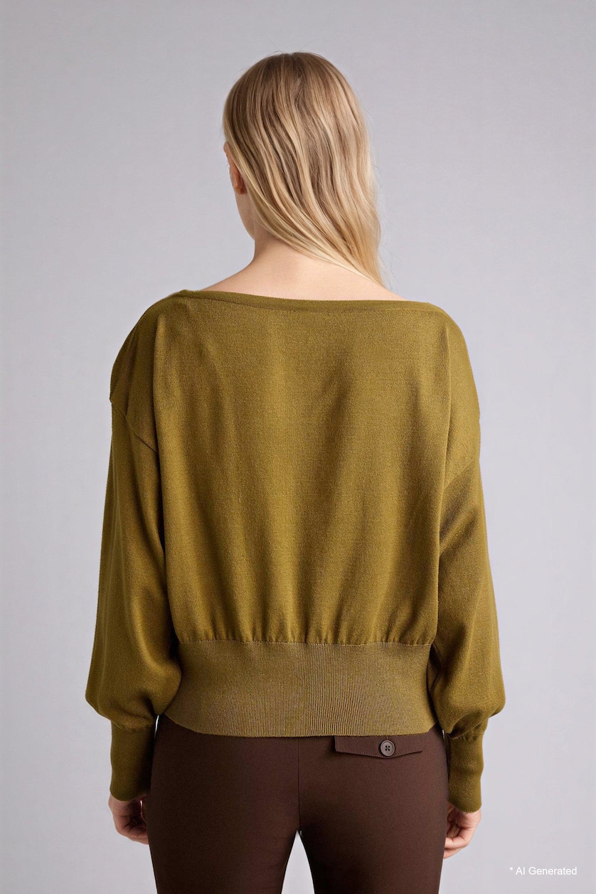 Women Green Regular Fit Strapless Knitwear Pullover