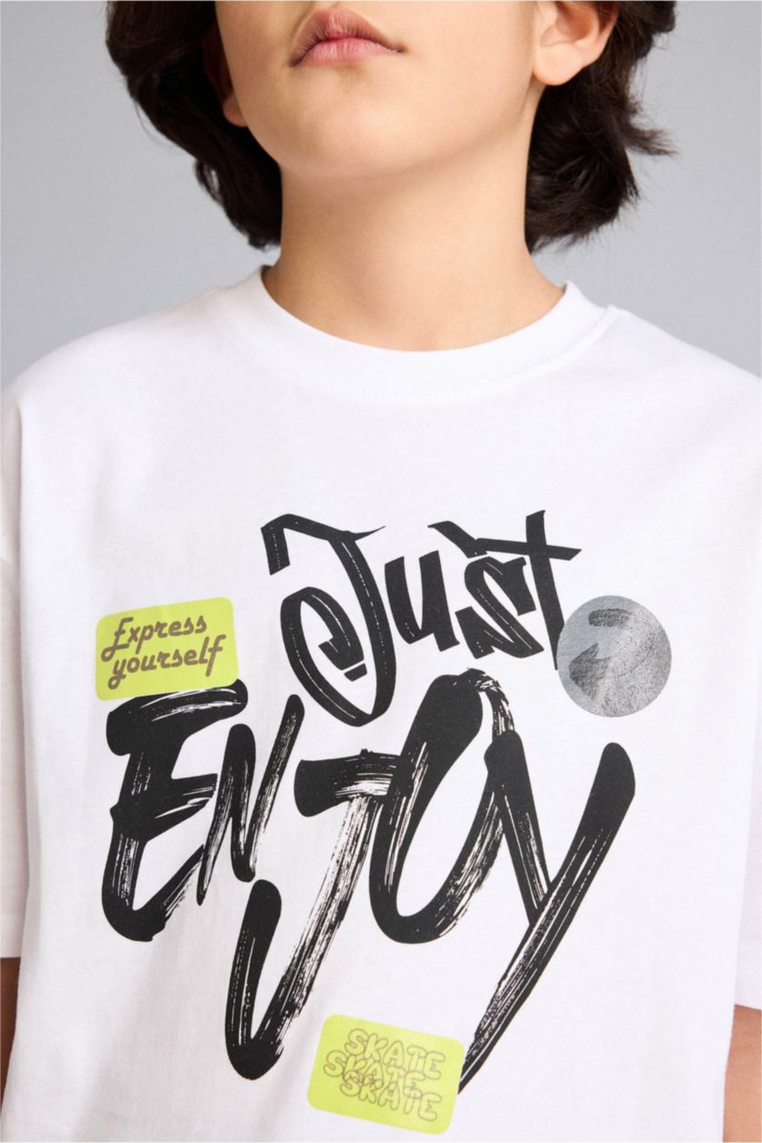 GARÇONS Blanc T-shirt oversize imprimé pour garçon