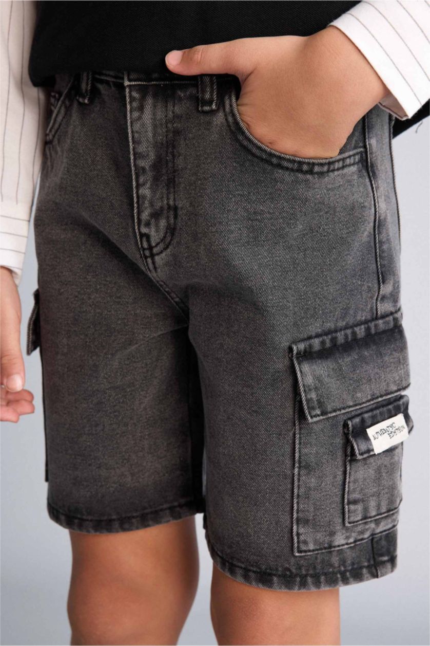 Erkek Çocuk - Genç Erkek Gri Jean Şort Erkek Çocuk
