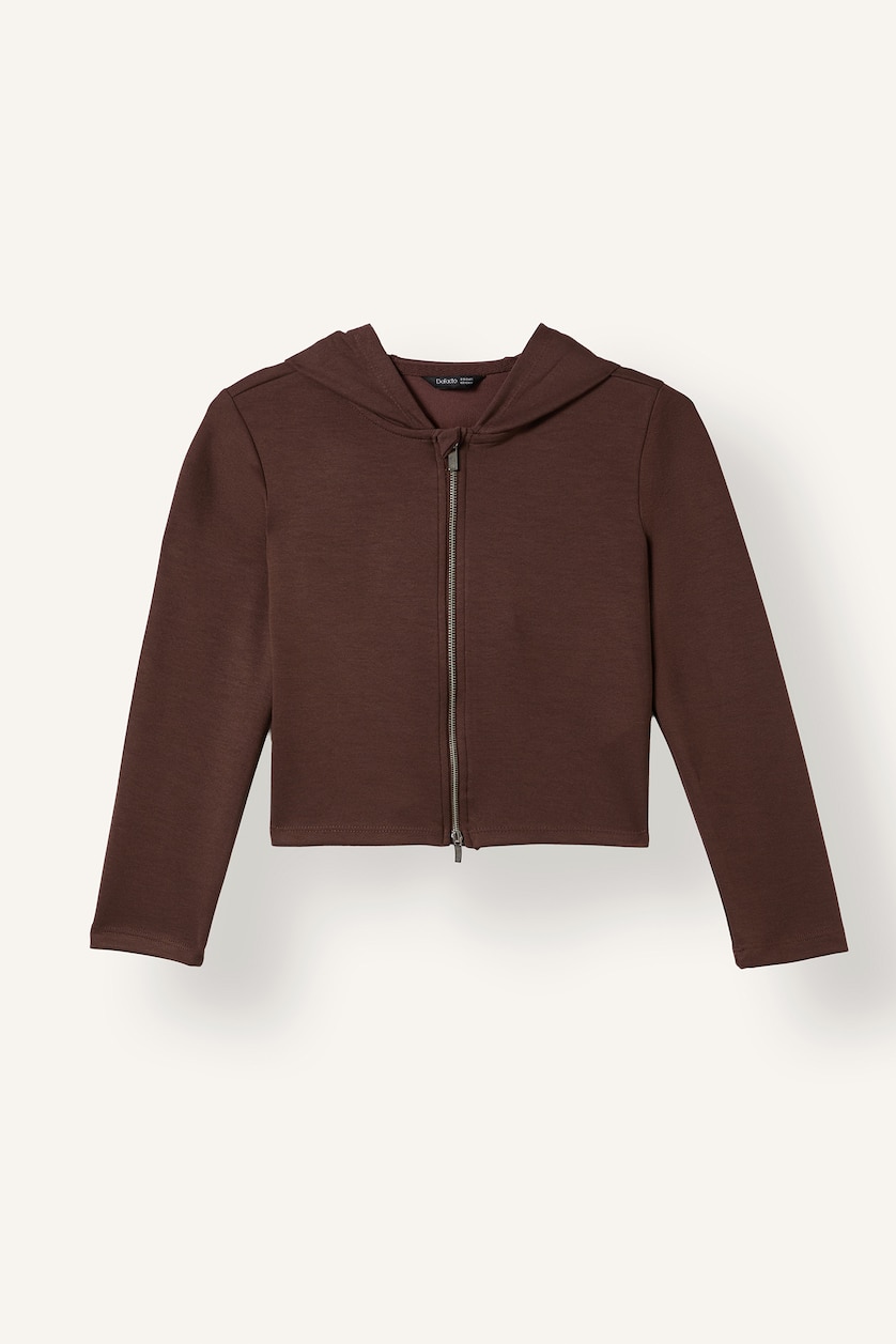 Young Girls - Teen Girls Brown Slim Fit Hooded Cardigan