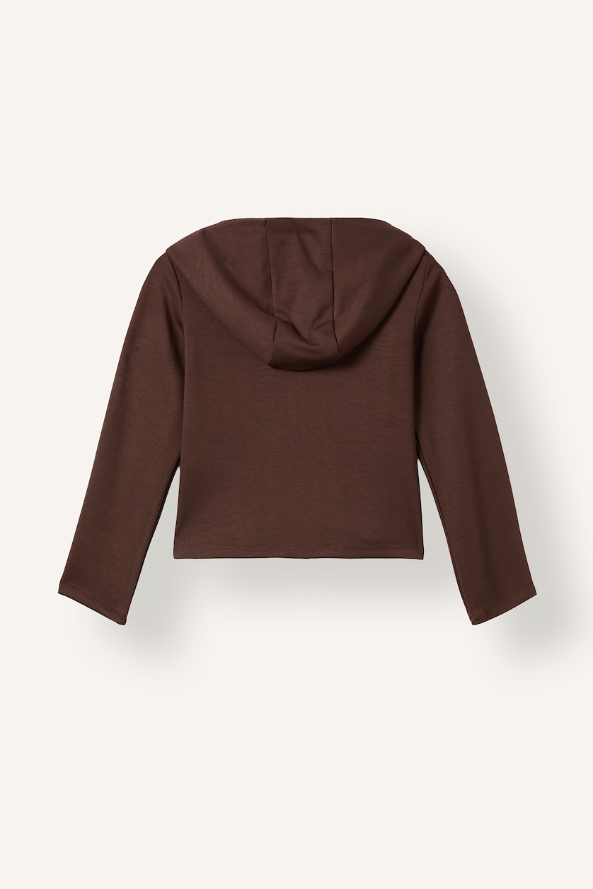 Young Girls - Teen Girls Brown Slim Fit Hooded Cardigan