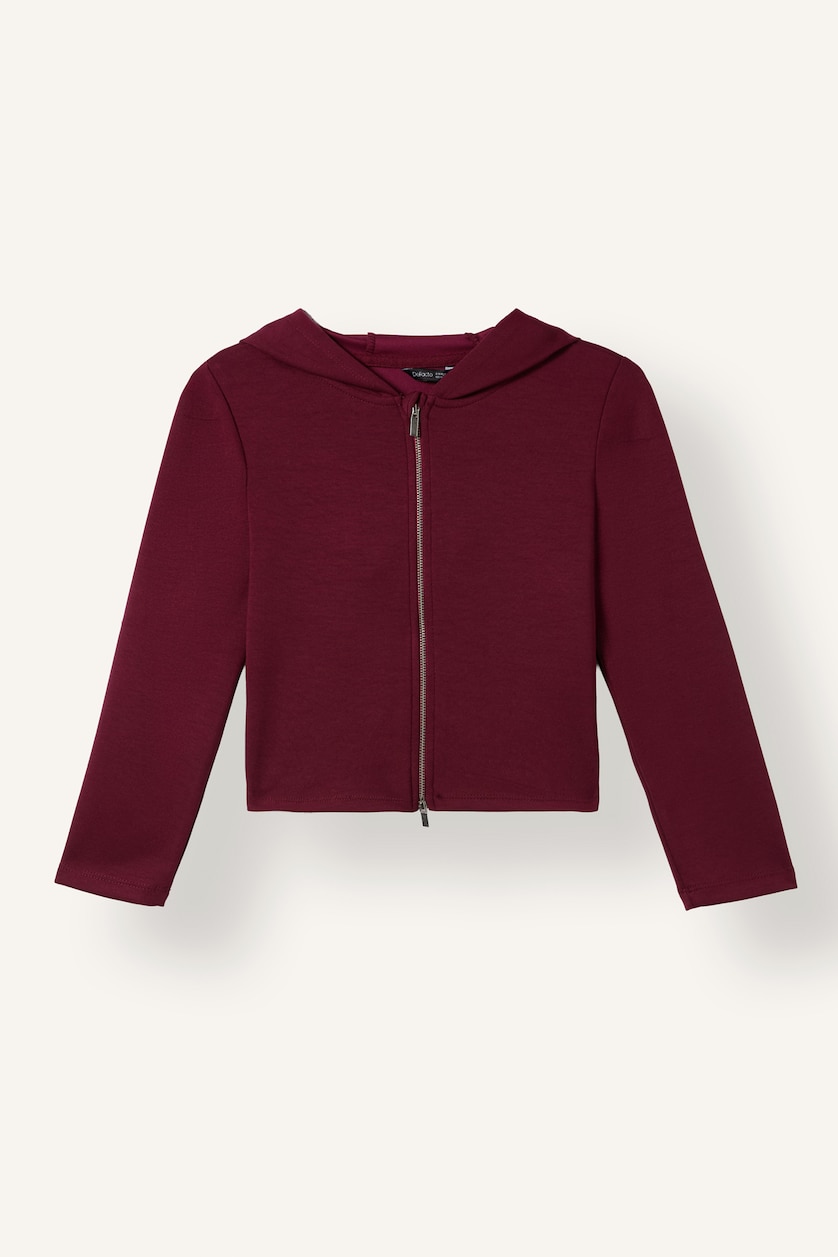 Young Girls - Teen Girls Bordeaux Slim Fit Hooded Cardigan