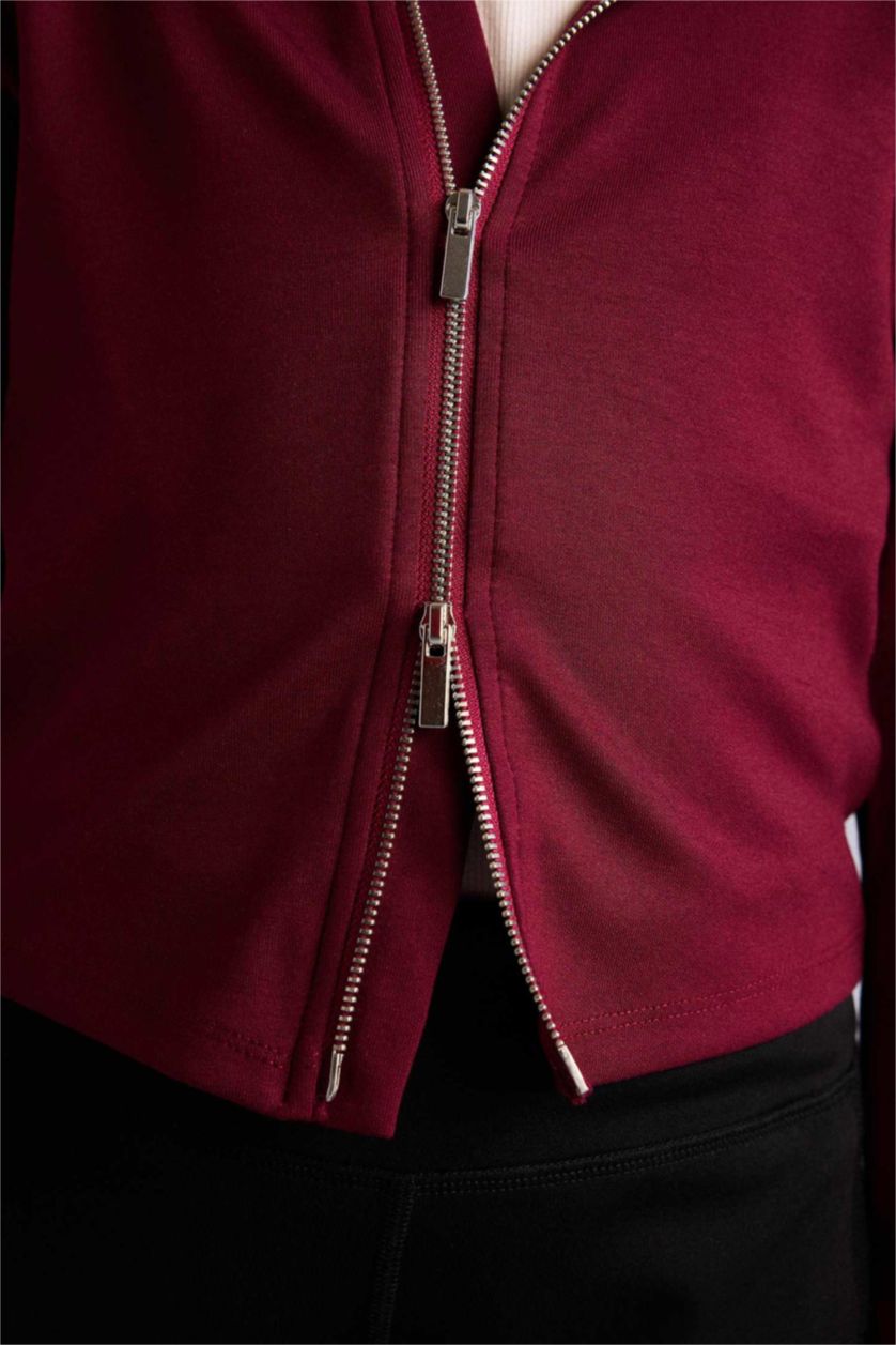 Kız Çocuk - Genç Kız Bordo Fermuarlı Modal Hırka Kız Çocuk