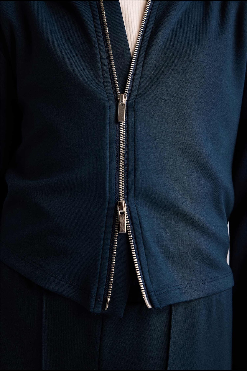 GIRLS & TEENS NAVY Girl Zipped Modal Zip-Up Sweatshirt