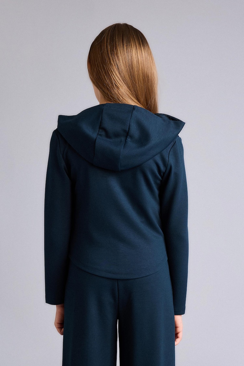 GIRLS & TEENS NAVY Girl Zipped Modal Zip-Up Sweatshirt