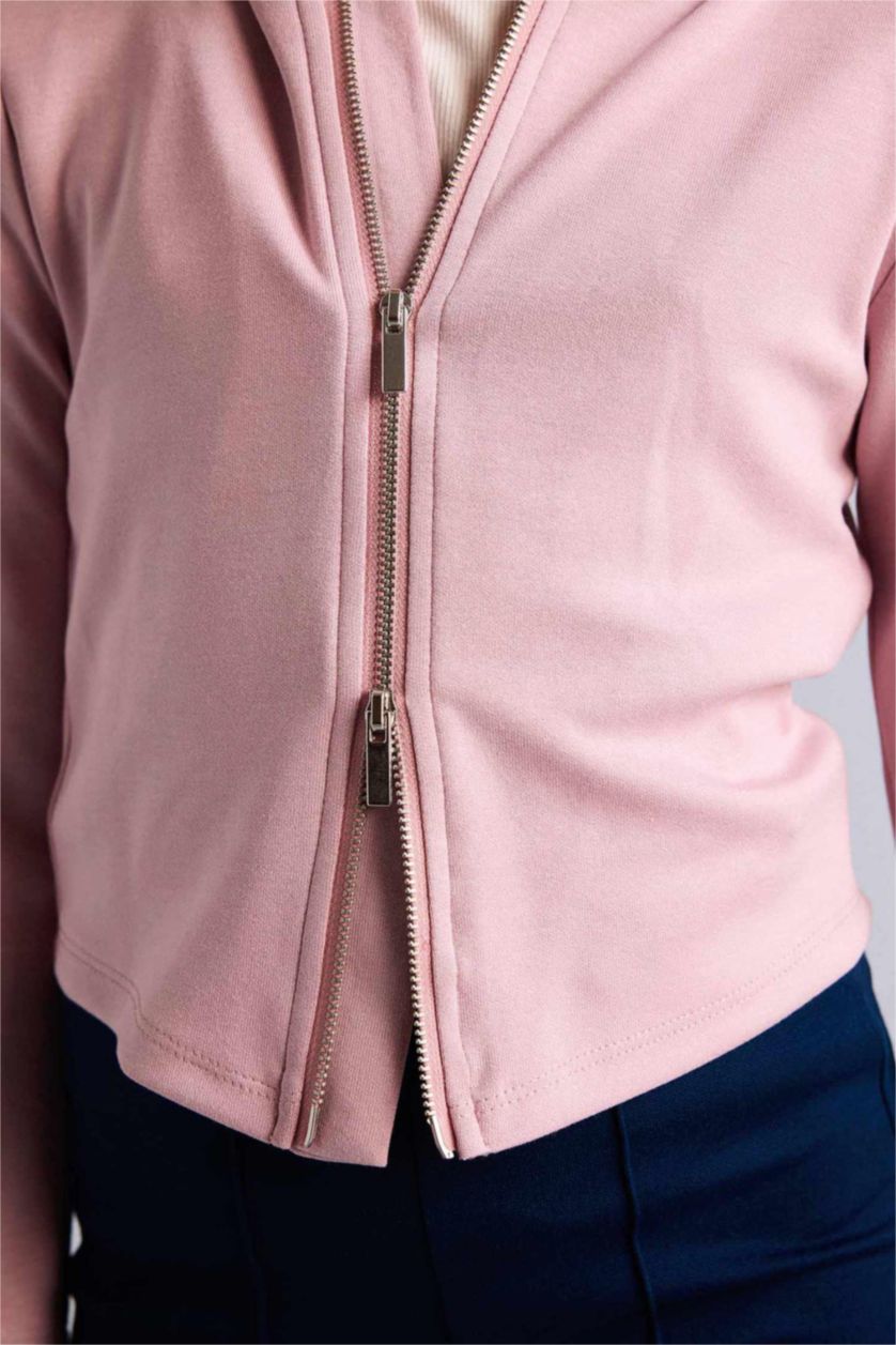 Kız Çocuk - Genç Kız Gülkurusu Fermuarlı Modal Hırka Kız Çocuk