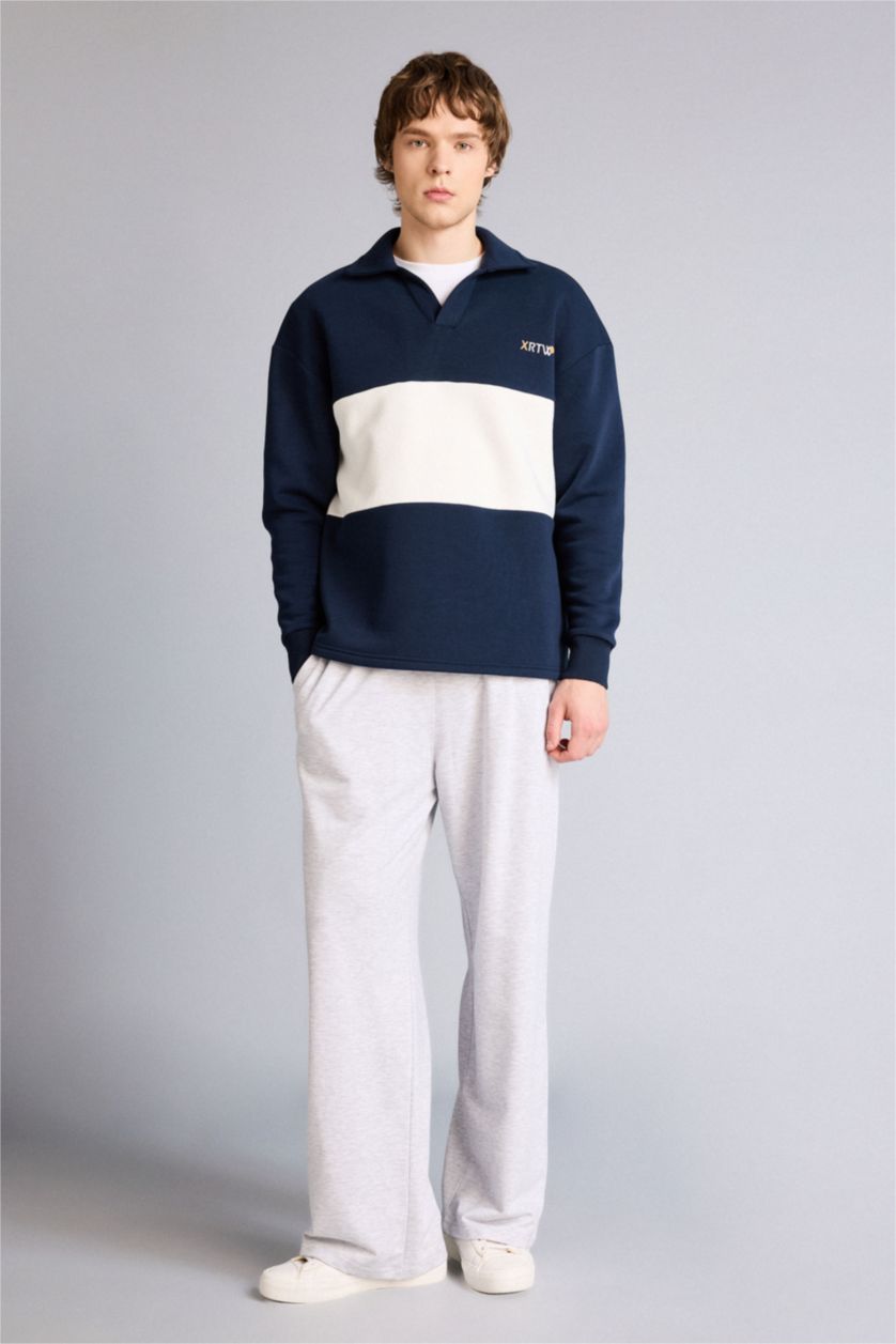 MAN Light Grey Baggy Fit Thin Sweatshirt Fabric Knitted Bottoms