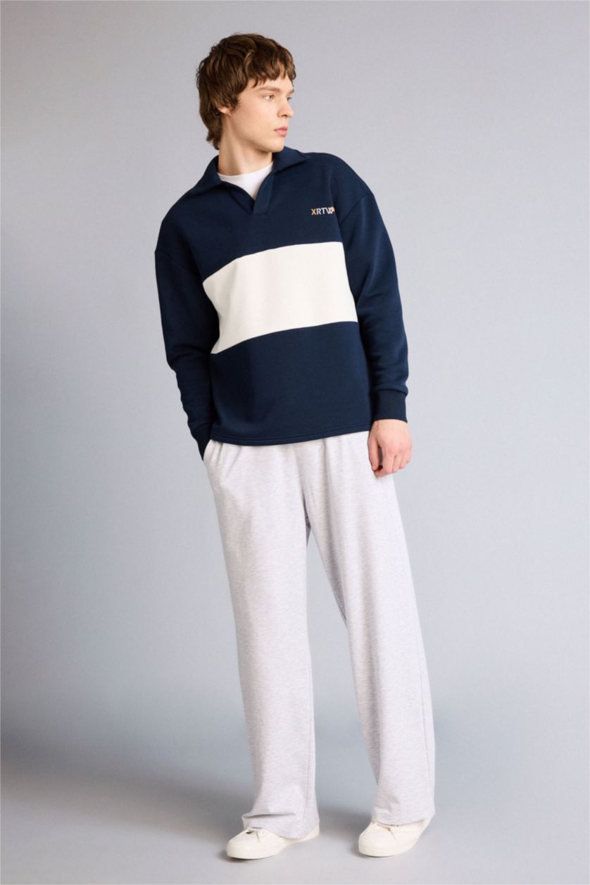 MAN Light Grey Baggy Fit Thin Sweatshirt Fabric Knitted Bottoms