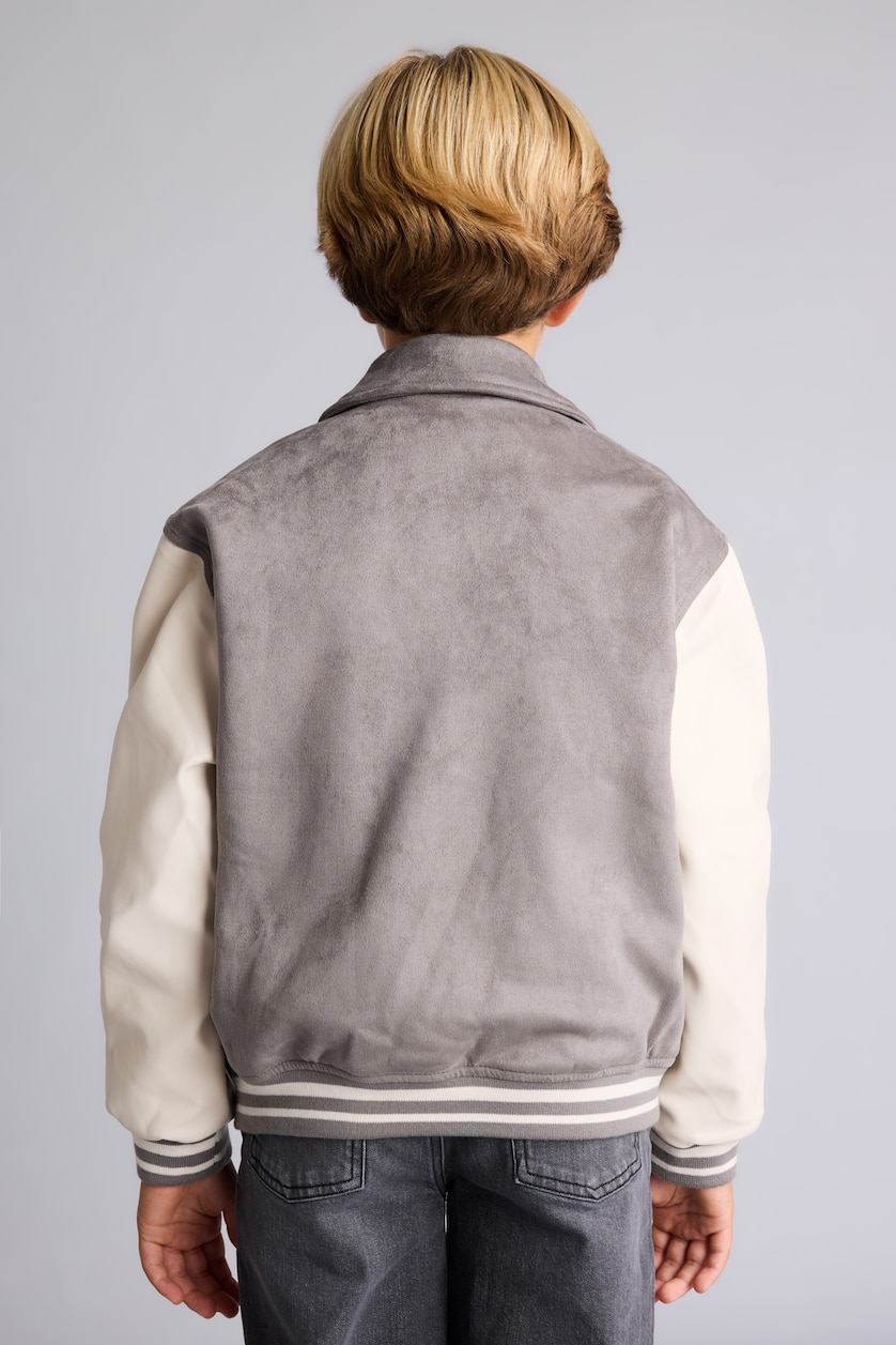 BOYS & TEENS Grey Boy Embroidered Taffeta Jacket
