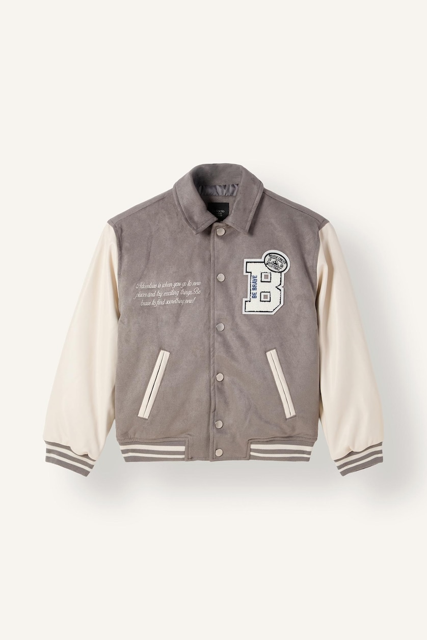 BOYS & TEENS Grey Boy Embroidered Taffeta Jacket