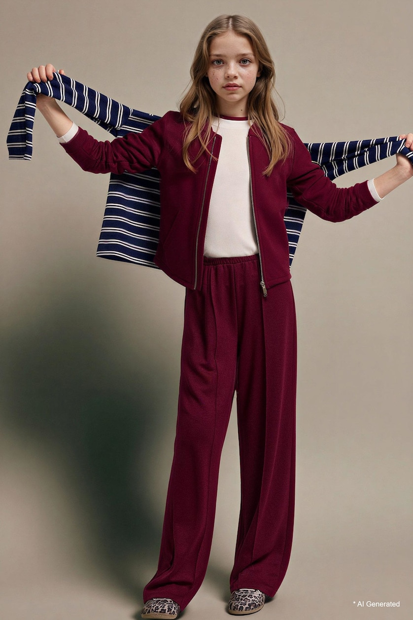 GIRLS & TEENS Bordeaux Girl Wide Leg Modal Trousers
