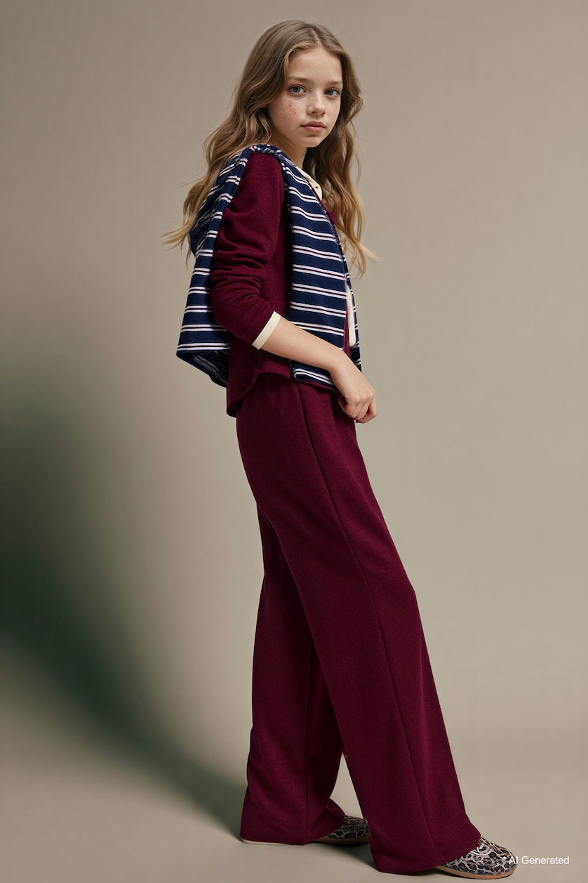 GIRLS & TEENS Bordeaux Girl Wide Leg Modal Trousers