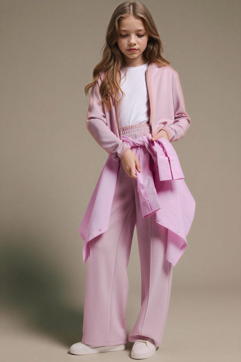 Kız Çocuk - Genç Kız Gülkurusu Wıde Leg Modal Pantolon Kız Çocuk