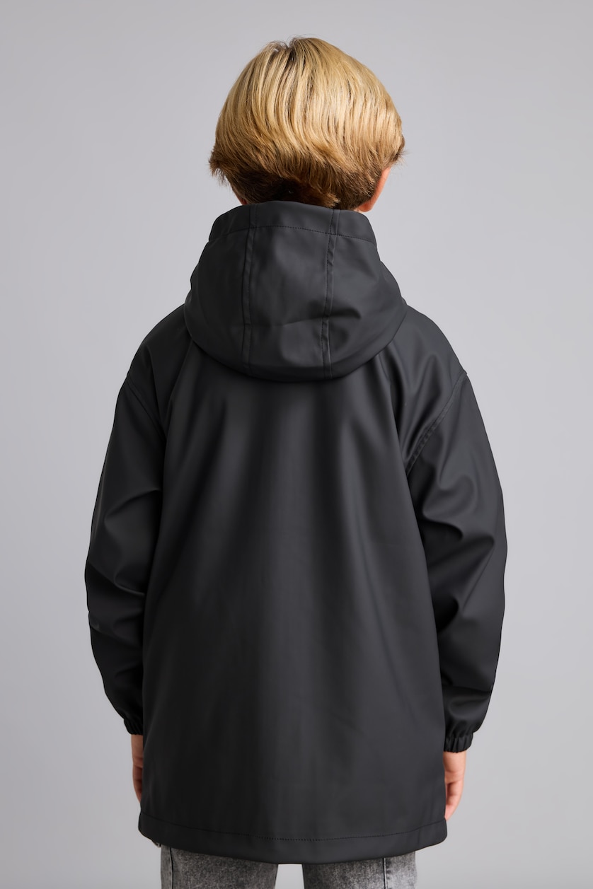 Boys & Teens Black Boy Hooded Taffeta Raincoat