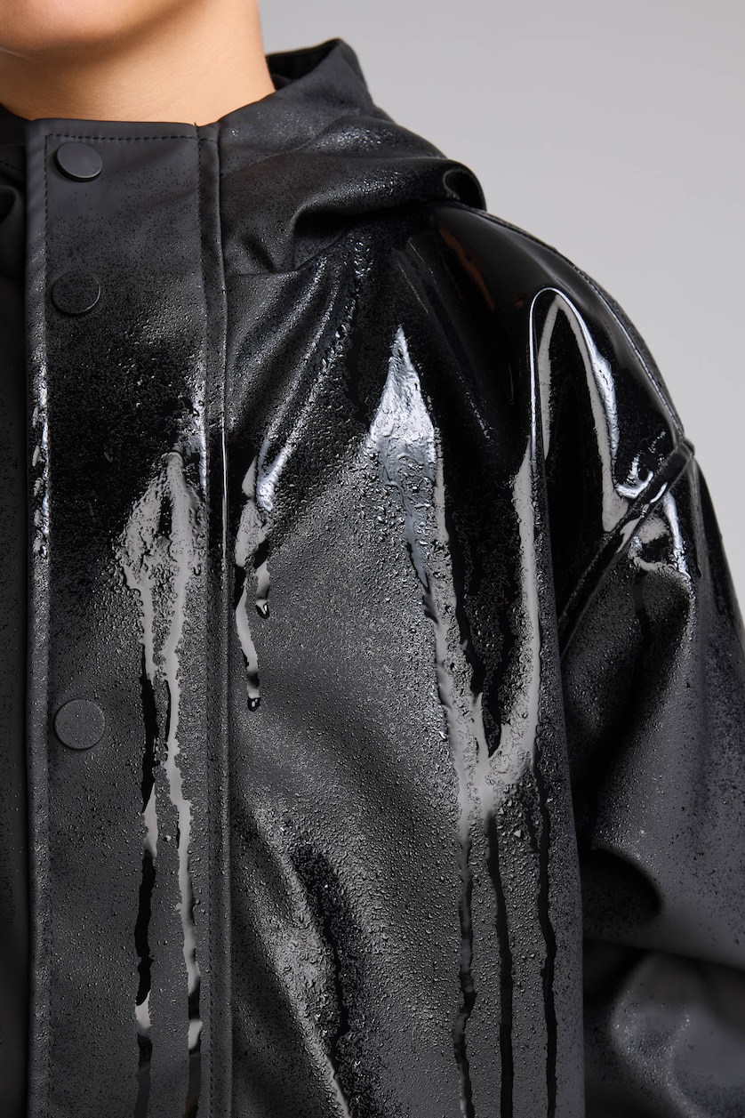Boys & Teens Black Boy Hooded Taffeta Raincoat