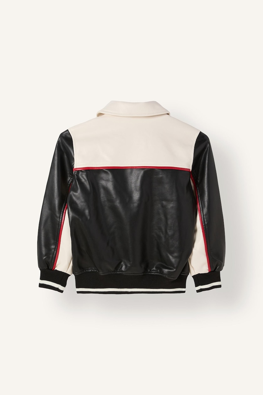 Young Boys - Teen Boys Black Boy Oversize Windproof Faux Leather Jacket