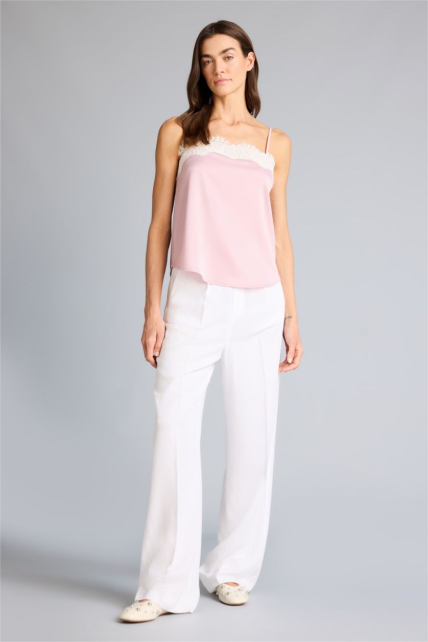 WOMAN Dark Pink Regular Fit Strappy Sleeveless Blouse