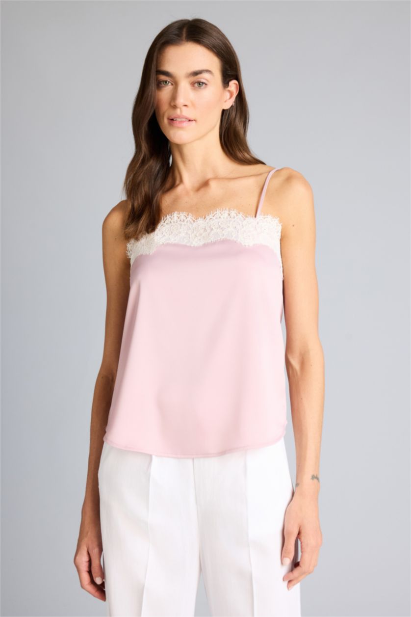 WOMAN Dark Pink Regular Fit Strappy Sleeveless Blouse