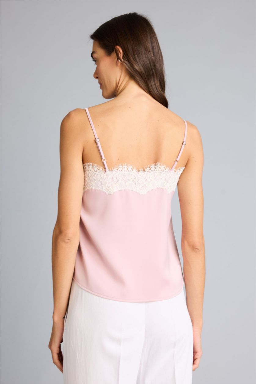 WOMAN Dark Pink Regular Fit Strappy Sleeveless Blouse