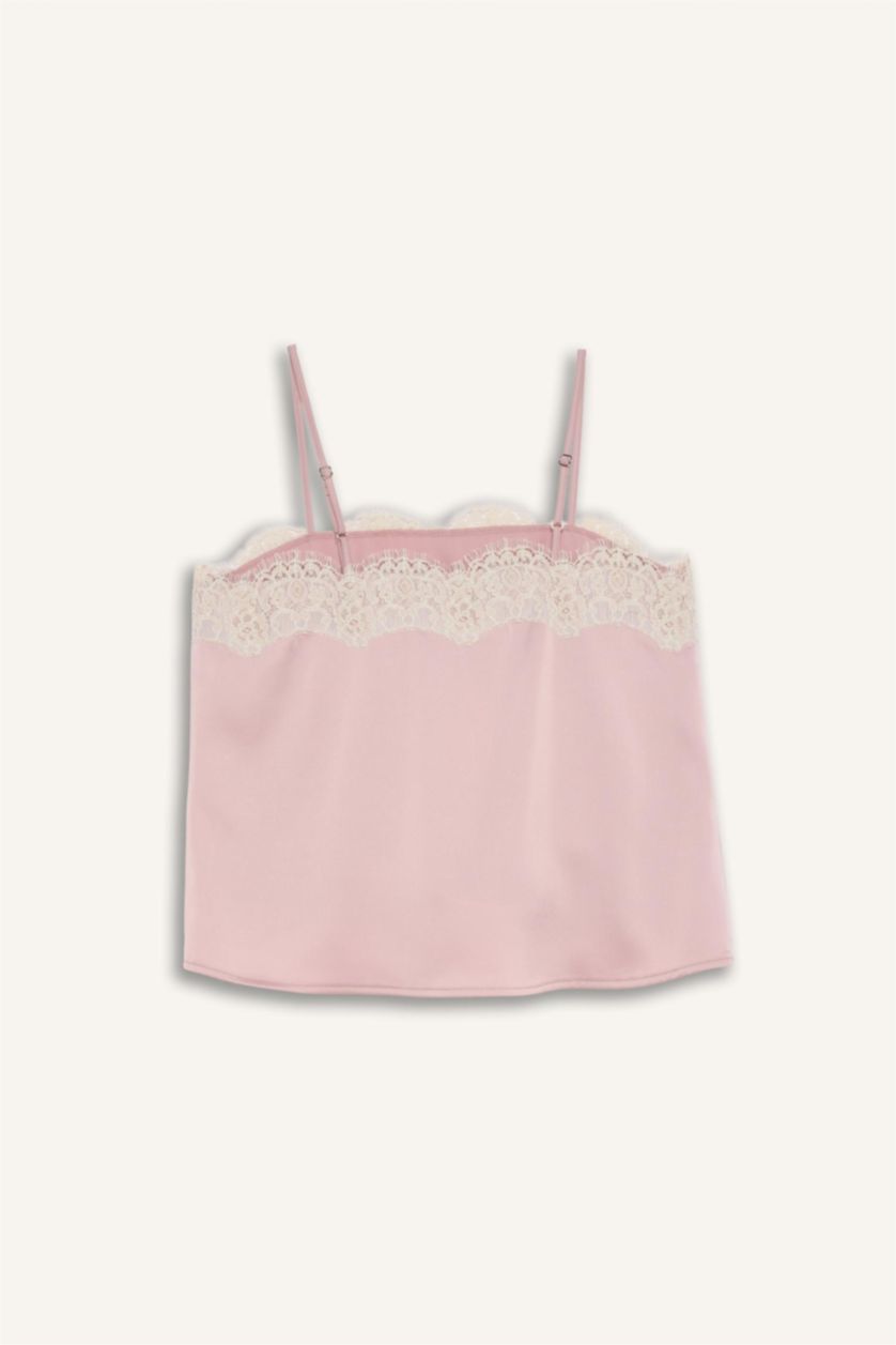 WOMAN Dark Pink Regular Fit Strappy Sleeveless Blouse