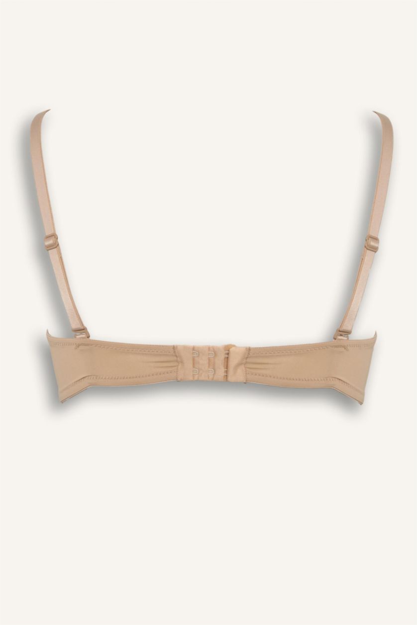 WOMAN Beige Micro Covered Padded Underwired Strapless Bra