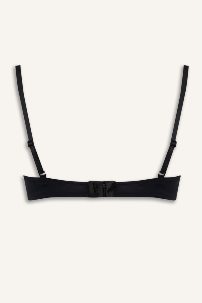 Kadın Siyah Micro Kaplı Pedli Balenli Straplez Sütyen