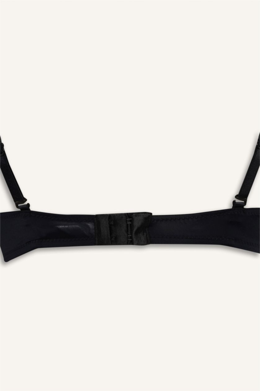 Kadın Siyah Micro Kaplı Pedli Balenli Straplez Sütyen
