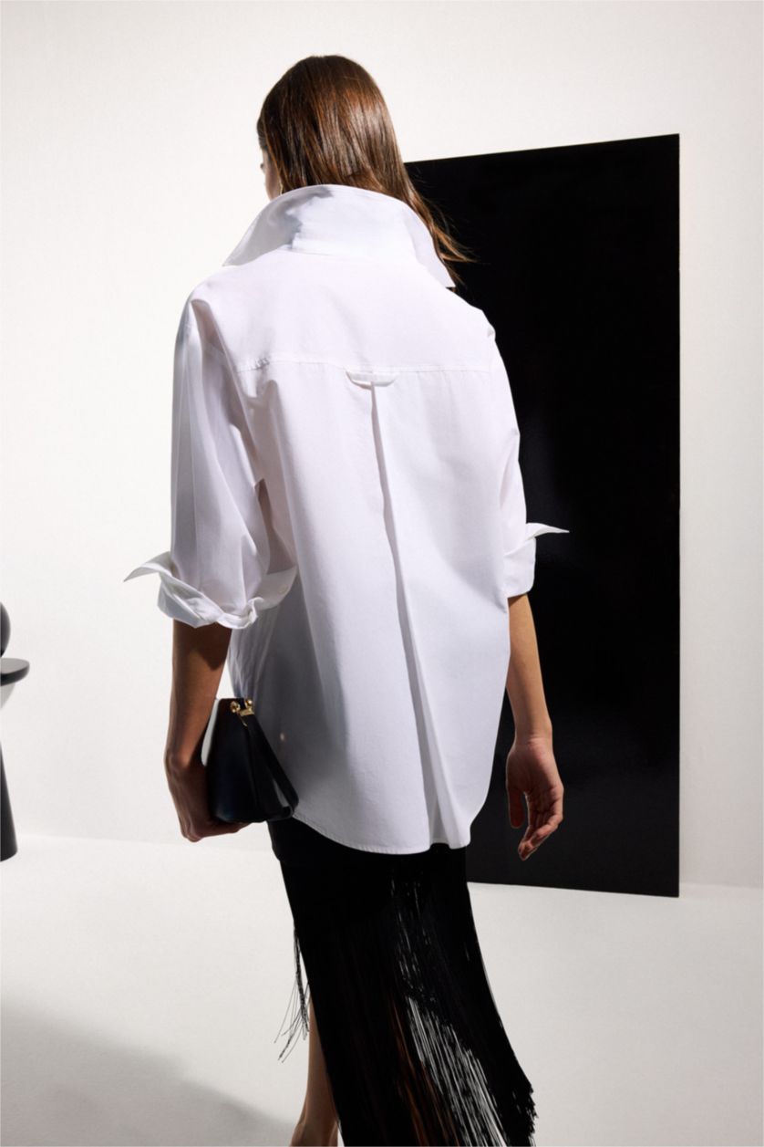 Kadın Beyaz Oversıze Poplin