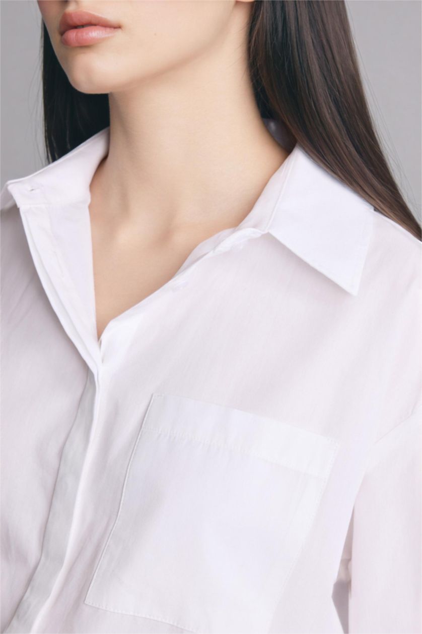 Kadın Beyaz Oversıze Poplin