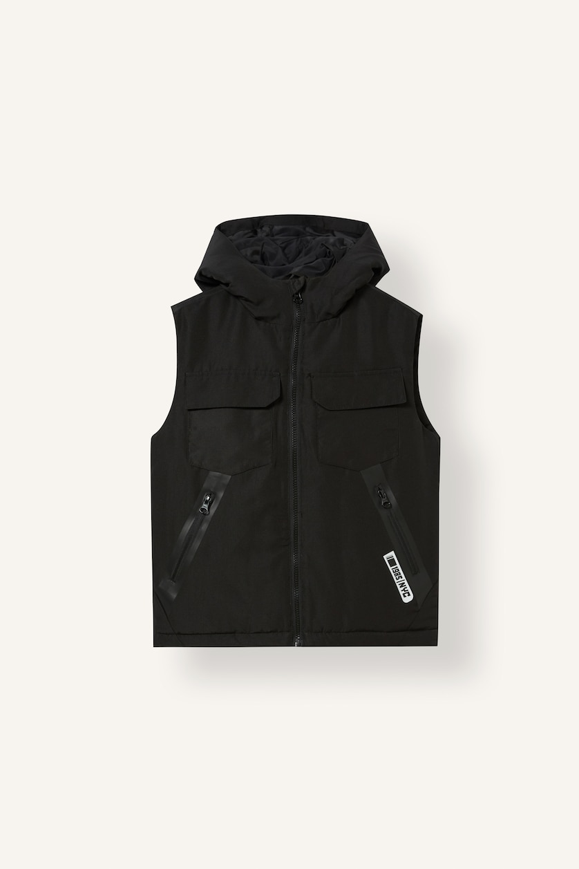 DJEM & ADOLESHENTË Black Boy Black Hooded Zip-Up Vest
