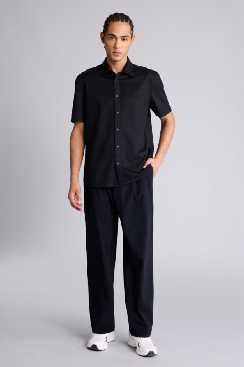 Ерлер қара Slim Fit қысқа жеңді жейде