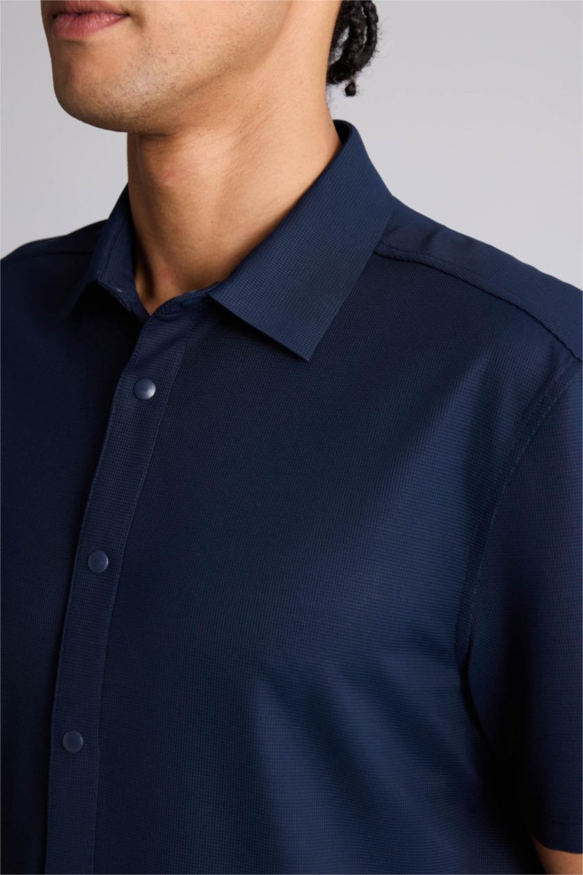 رجال كحلي Slim Fit Short Sleeve Shirt