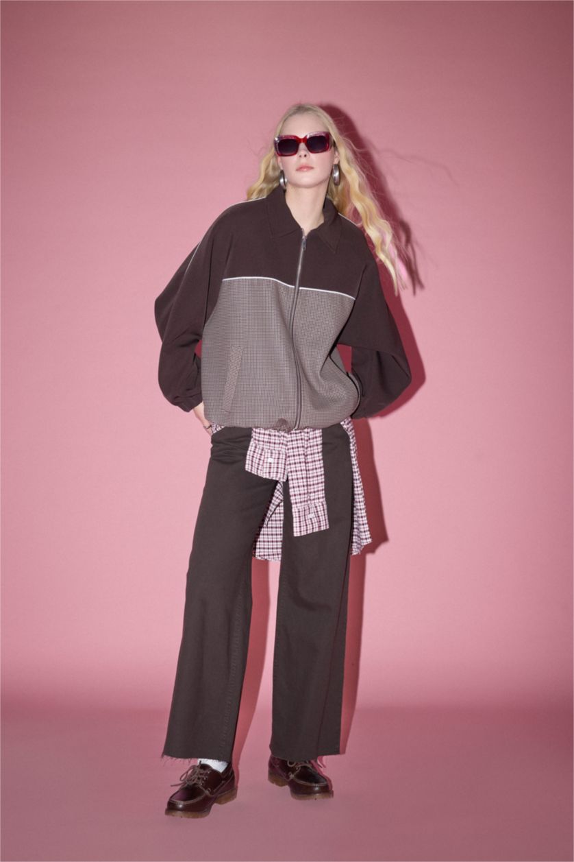 Kadın Kahve Gömlek Yaka Ceket