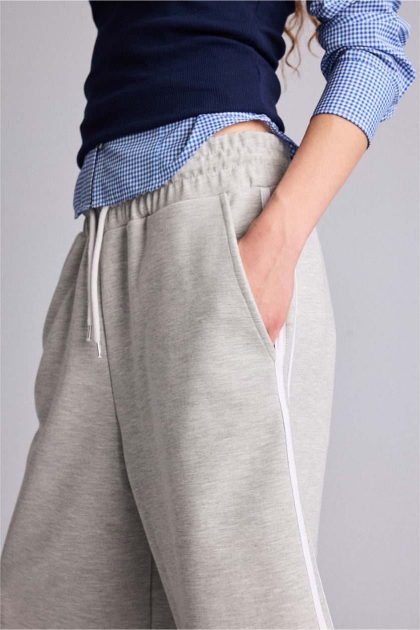 Kadın Gri Melanj Düz Paça Bermuda