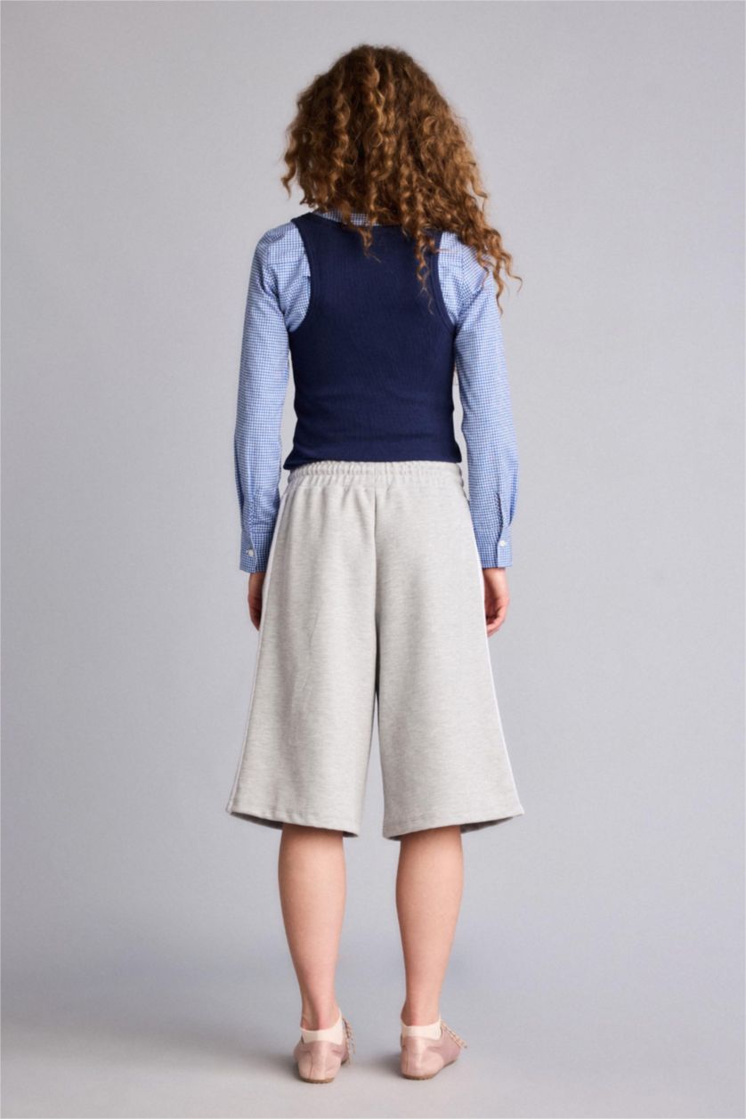 Kadın Gri Melanj Düz Paça Bermuda