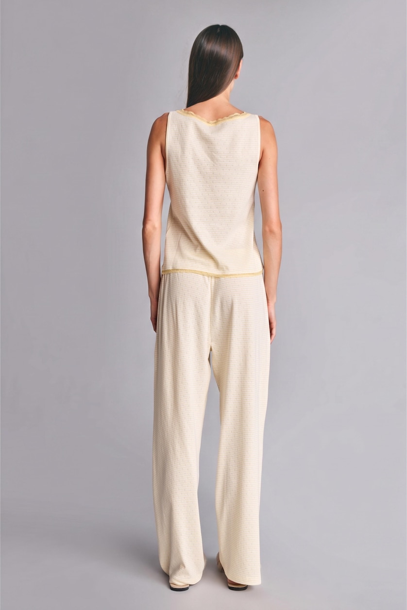 Kadın Açık Sarı Regular Fit Askılı 2'li Pijama Takımı